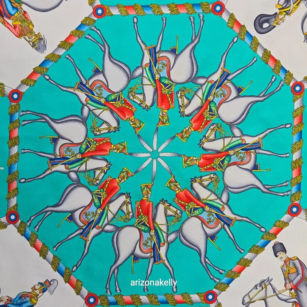 HERMÈS L'Armee Imperiale Russe de 1816 a 1916 Silk Scarf Hand Rolled Twill